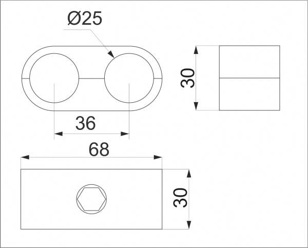 картинка Соединитель 2-х труб d25 (503А) простой параллельный, хром AKS от магазина SEFI