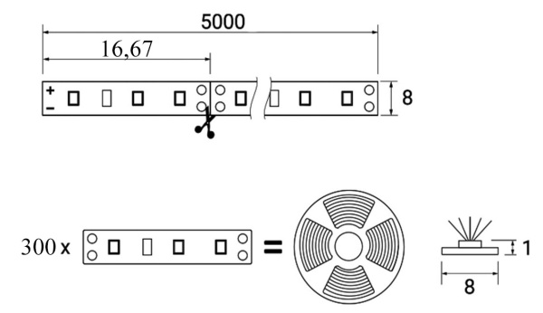 картинка Лента светодиодная - 14,4W/m, 12V, 8мм, 2835, 180 д/м, IP20, нейтральный белый (4000K) - 5м, AKS магазин SEFI являющийся официальным дистрибьютором в России  картинка Лента светодиодная - 14,4W/m, 12V, 8мм, 2835, 180 д/м, IP20, нейтральный белый (4000K) - 5м, AKS от магазина SEFI