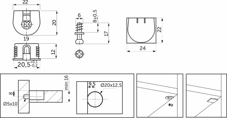 картинка Эксцентриковая стяжка быстрого монтажа 20 мм коричневая + шток 6*8мм + заглушка (уп/100шт) AKS PLUS магазин SEFI являющийся официальным дистрибьютором в России  картинка Эксцентриковая стяжка быстрого монтажа 20 мм коричневая + шток 6*8мм + заглушка (уп/100шт) AKS PLUS от магазина SEFI