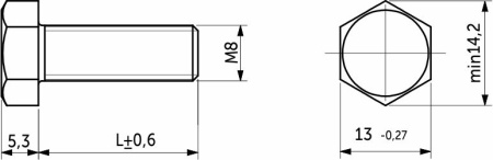 картинка Болт с шестигранной головкой М8*100 полн. резьба, цинк (1кг=27шт) от магазина SEFI