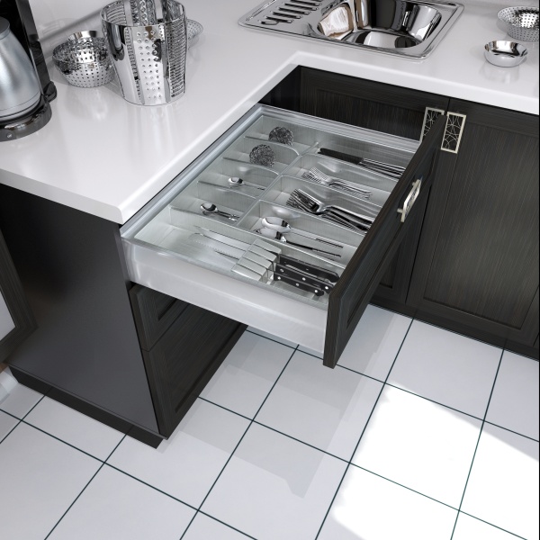 картинка Лоток для столовых приборов BRIDGE, ширина фасада 600 мм для Blum Tandembox глубиной 500 мм от магазина SEFI