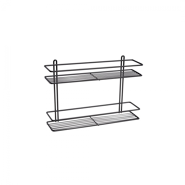 картинка Полка подвесная прямая 2-ярусная 400*110*272, черный РФ магазин SEFI являющийся официальным дистрибьютором в России  картинка Полка подвесная прямая 2-ярусная 400*110*272, черный РФ от магазина SEFI