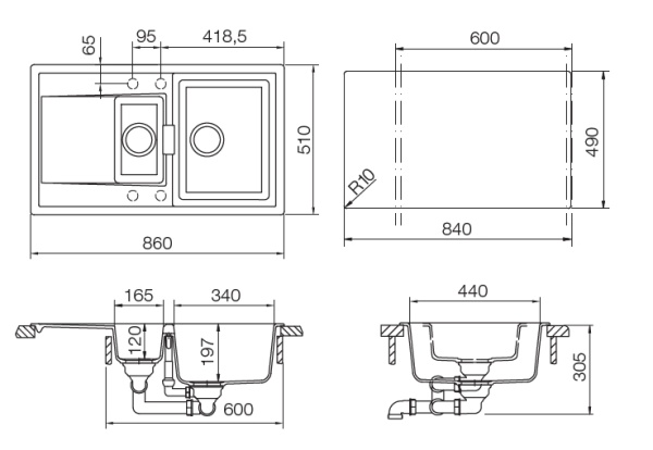 картинка Кухонная мойка SCHOCK ETON 60D CRISTADUR поларис от магазина SEFI
