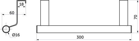 картинка Кронштейн-релинг L-300мм с крючками на фасад, инокс от магазина SEFI