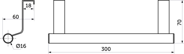 картинка Кронштейн-релинг L-300мм с крючками на фасад, инокс от магазина SEFI