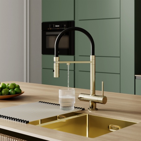 картинка Смеситель для кухни с фильтром и гибким изливом, матовое золото, Ace, IDDIS, ACEMGFFi05 от магазина SEFI