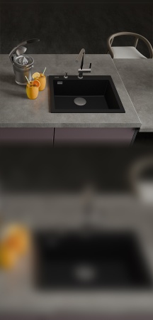картинка Мойка Rivelato ZENO 6051 1-чаш 600*510 Черн.глубокий 503 от магазина SEFI