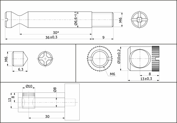 картинка Коническая стяжка D10 для плит от 16мм со штоком 7*30/M6*9 (уп/1тыс.шт) AKS от магазина SEFI