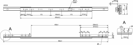 картинка Механизм для раздвижных столов внешний синхронный со стопором L-650 мм AKS магазин SEFI являющийся официальным дистрибьютором в России  картинка Механизм для раздвижных столов внешний синхронный со стопором L-650 мм AKS от магазина SEFI