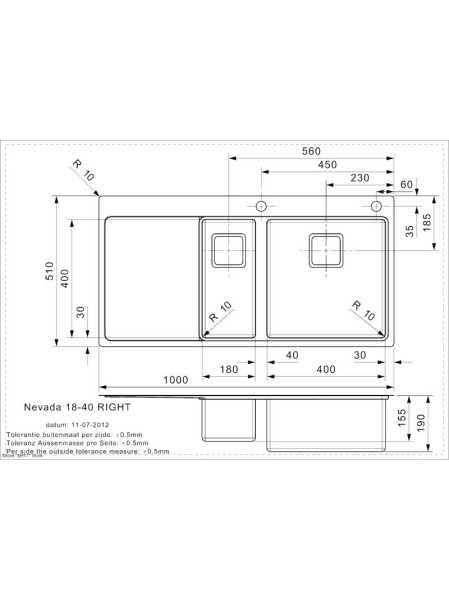 картинка Мойка Reginox Nevada L 18x40 Right brushed от магазина SEFI