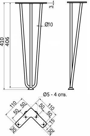 картинка Опора меб. FLASH h410, черный AKS (без саморезов) от магазина SEFI
