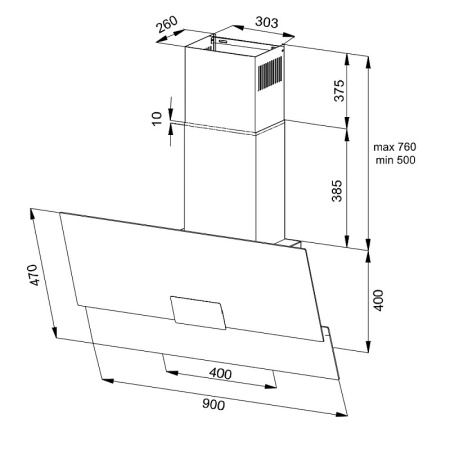 картинка Наклонная вытяжка Korting KHC 96373 BXGN от магазина SEFI