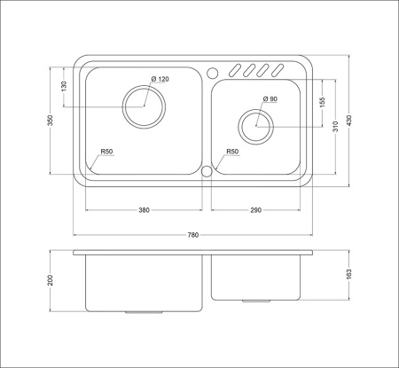 картинка Мойка Oulin H9903, поверхность сатин от магазина SEFI