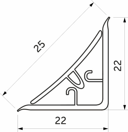 картинка Плинтус алюминевый к столешнику LA хром EL-MECH-PLAST (1шт=3м.п.) от магазина SEFI