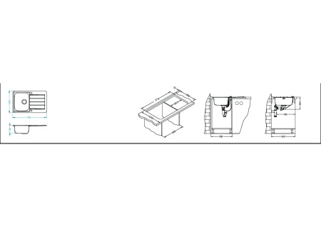 картинка Мойка ALVEUS LINE MAX 80 SAT-90 790x500 в комплекте с сифоном 1130551 от магазина SEFI