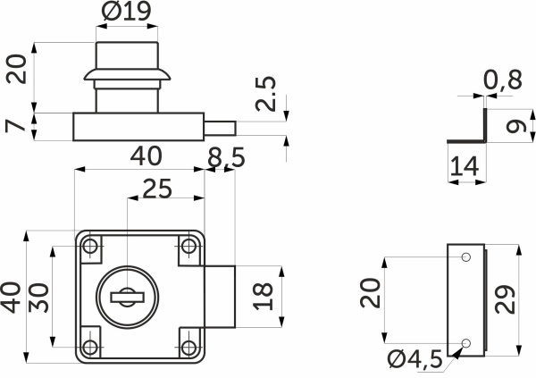 картинка Замок для распашной двери механический 138 AKS от магазина SEFI