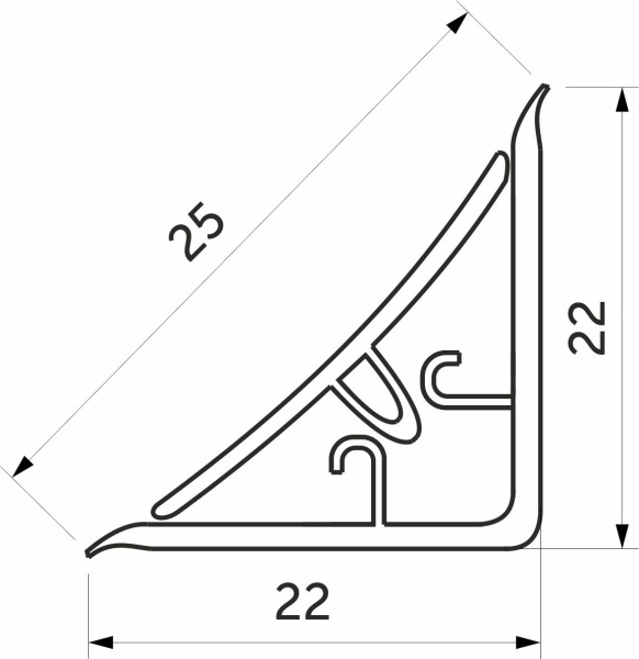 картинка Плинтус алюминевый к столешнику LA хром EL-MECH-PLAST (1шт=3м.п.) от магазина SEFI