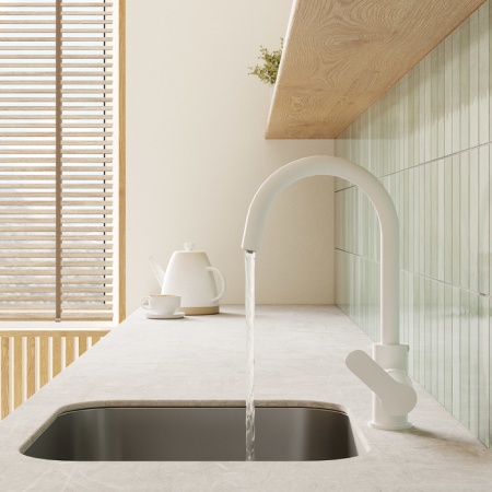 картинка Смеситель для кухни с каналом для фильтрованной воды, белый матовый, Cuba, IDDIS, CUBWTFJi05 от магазина SEFI