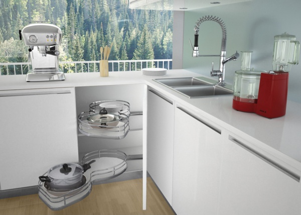 картинка Карусель Nuvola Solo NEW c 2 полками, левая в шкаф 450мм, плоский пруток infinity line от магазина SEFI