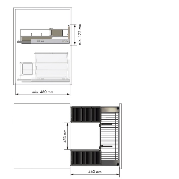картинка Выдвижная корзина RENATA под мойку на выдвижной фасад, ширина фасада 800 мм, серый от магазина SEFI