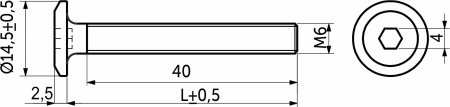 картинка Винт с плоской головкой М6*45 под шестигранник, полн. резьба, белый цинк (уп/1тыс.шт) AKS от магазина SEFI