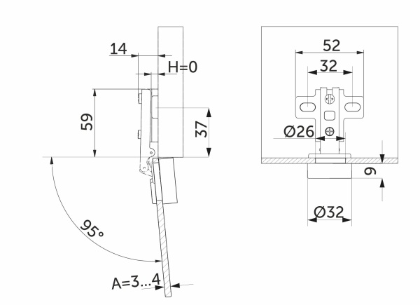 картинка Петля д/стекла накладная с пружиной h0 slide-on AKS (круглая заглушка хром) от магазина SEFI