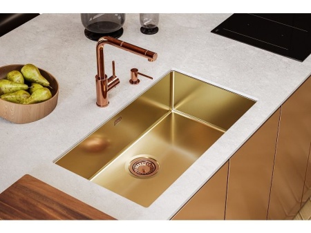 картинка Мойка Alveus QUADRIX MONARCH 60 BRONZE 740x400x200 в комплекте с выпуском без сифона от магазина SEFI