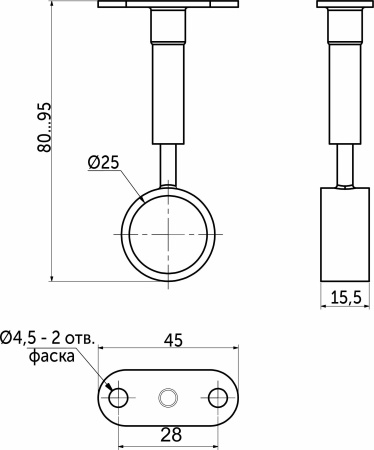 картинка Держатель дистанционный проходной трубы d25 (936) с регуляцией, хром AKS от магазина SEFI