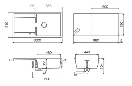 картинка Кухонная мойка SCHOCK ETON 60D Large CRISTADUR серебристый камень от магазина SEFI
