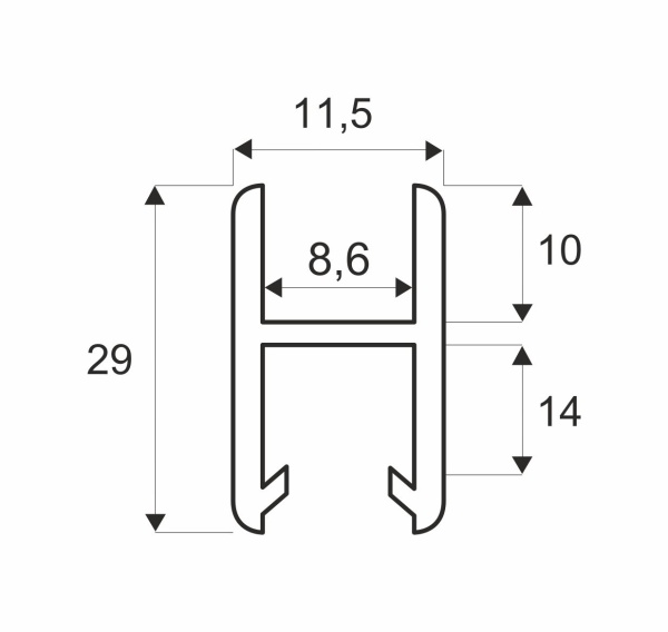 картинка Профиль алюминиевый SISO горизонт нижний L-2000 мм от магазина SEFI