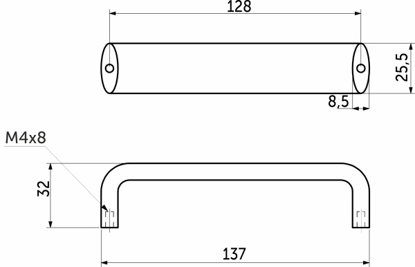 картинка Ручка меб. скоба алюм. WPY 340 128 алюминий AKS от магазина SEFI