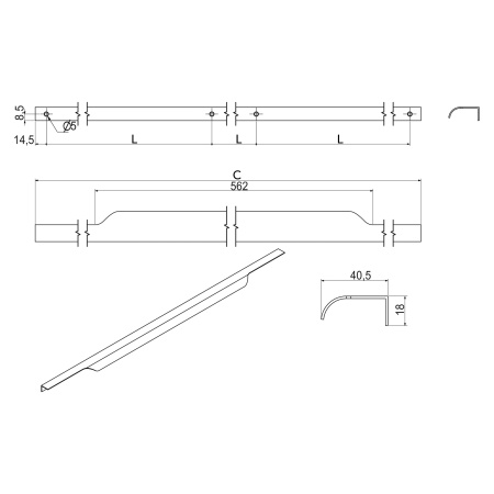 картинка Ручка меб. накладная алюм. LINEA 768/797 черный матовый, AKS от магазина SEFI