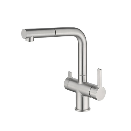 картинка Смеситель Oulin OL-8026 с выдвижным душем и подключением фильтрованной воды, цвет сатин от магазина SEFI