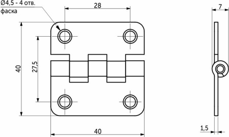 картинка Петля карточная 40*40мм желтый цинк Тифлос от магазина SEFI