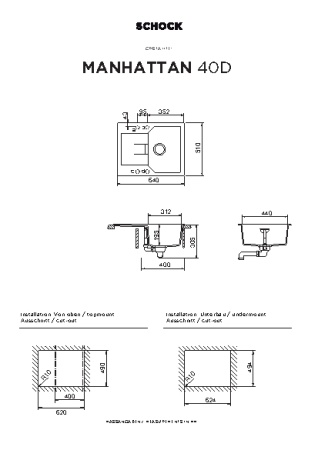 картинка Кухонная мойка SCHOCK MANHATTAN 40D CRISTALITE оникс от магазина SEFI