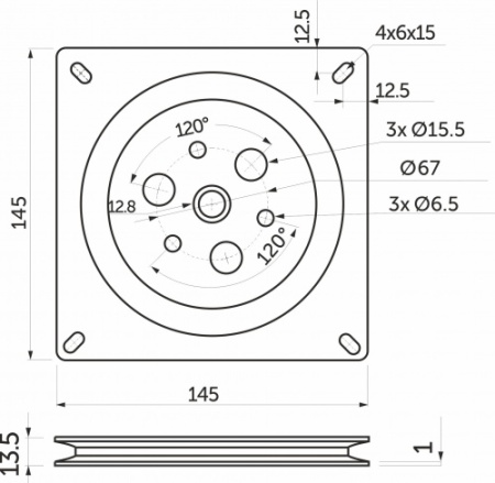 картинка Держатель поворотной полки 145*145, неполный подшипник (1уп.=80шт.), AKS от магазина SEFI
