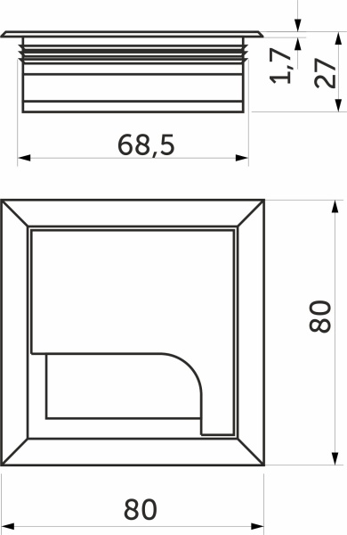 картинка Пропуск кабельный металл 80х80мм алюминий AKS от магазина SEFI