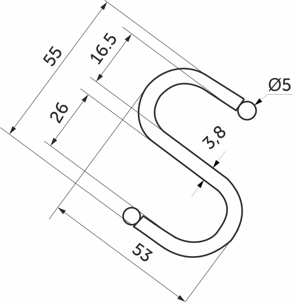 картинка Крючок на трубу d16 ретро черный AKS от магазина SEFI