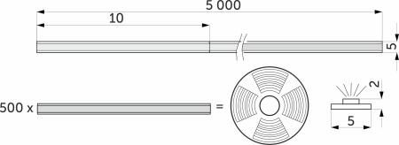 картинка Лента светодиодная COB - 12W/m, 12V, 5мм, 400 д/м, IP20, холодный белый (6000K), узкая - 5м, AKS магазин SEFI являющийся официальным дистрибьютором в России  картинка Лента светодиодная COB - 12W/m, 12V, 5мм, 400 д/м, IP20, холодный белый (6000K), узкая - 5м, AKS от магазина SEFI