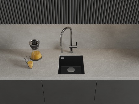 картинка Мойка Rivelato STRIA 4134 1-чаш 410*435 Черн.глубокий 503 от магазина SEFI