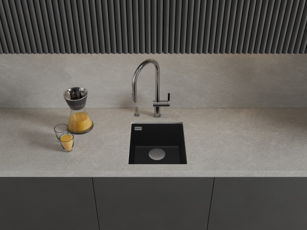 картинка Мойка Rivelato STRIA 4134 1-чаш 410*435 Черн.глубокий 503 от магазина SEFI