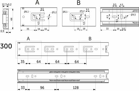 картинка Направляющая шариковая L-300 h=45 AKS PLUS от магазина SEFI