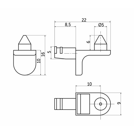 картинка Полкодержатель для корпусных полок мет. SEKURA 6 никель (1уп.=50шт) AKS от магазина SEFI