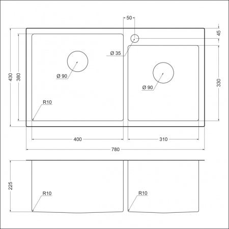 картинка Мойка EMAR 210, покрытие PVD, цвет Чёрный от магазина SEFI