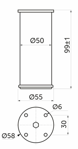 картинка Опора меб. алюм. D-867 h100 мат.хром AKS от магазина SEFI