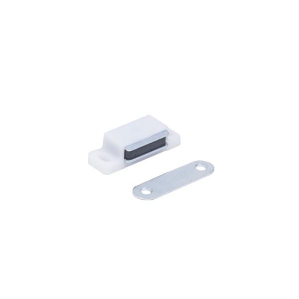 картинка Защелка магнитная мебельная белая малая AKS (присадка планки-33мм) от магазина SEFI
