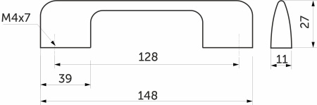 картинка Ручка меб. скоба алюм. ORION 128/148 алюминий AKS магазин SEFI являющийся официальным дистрибьютором в России  картинка Ручка меб. скоба алюм. ORION 128/148 алюминий AKS от магазина SEFI
