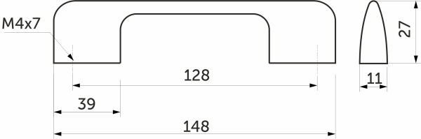 картинка Ручка меб. скоба алюм. ORION 128/148 черный матовый, AKS от магазина SEFI
