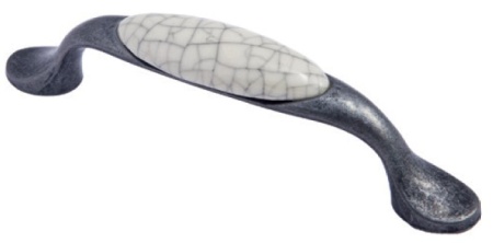 картинка Ручка меб. скоба мет. UP19 с керамич. вставкой 96 старое серебро/битый кафель AKS тип 2 от магазина SEFI