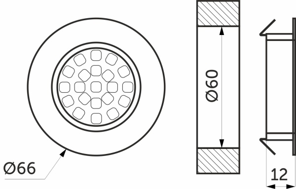 картинка Светильник светодиодный SUN, врезной, 2W, 12V, круглый, белый, 6000К, AKS от магазина SEFI